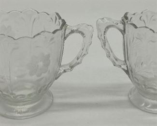 Vintage glass cream and sugar set