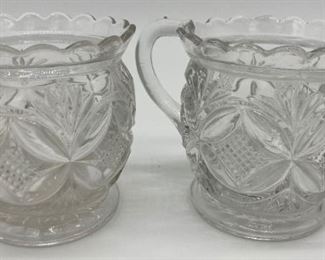 Vintage glass cream and sugar set