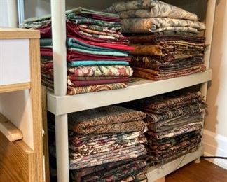 Variety of fabrics for sewing or quilting