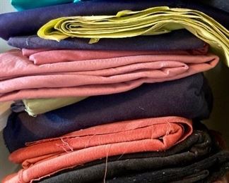Variety of fabrics for sewing or quilting