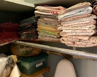 Variety of fabrics for sewing or quilting
