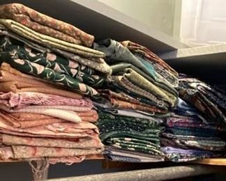 Variety of fabrics for sewing or quilting