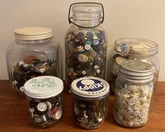 Jars of assorted buttons