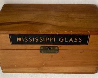 Vintage Mississippi Glass wooden box by Mississippi Glass Co.