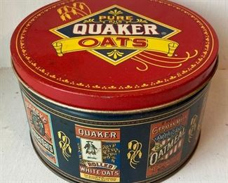 Assortment of decorative and advertising metal tins