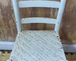 Vintage white cane bottom chair
