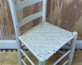 Vintage white cane bottom chair