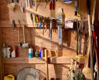 Assorted hand tools and garden tools