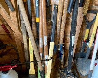 Rakes, shovels, picks and sprayers