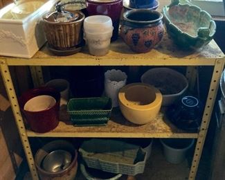 Outdoor ceramic and metal pots