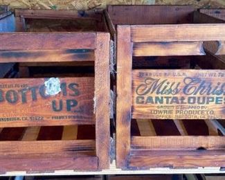 Antique and vintage wooden advertising crates