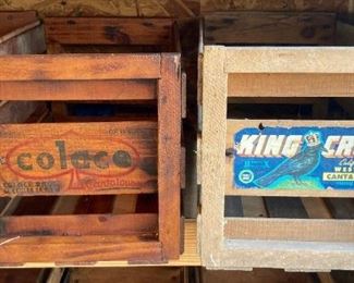 Antique and vintage wooden advertising crates