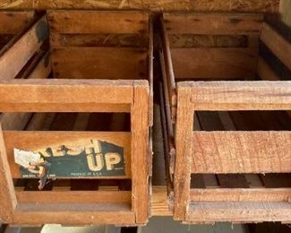 Antique and vintage wooden advertising crates