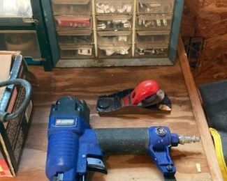 Pneumatic nail gun; hardware organizers