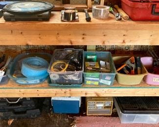 Hardware, nails, screws, clamps, wiring, hardware organizers