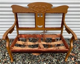 Antique wooden bench frame