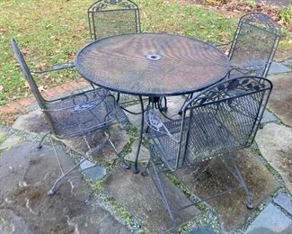 Wrought iron outdoor table and chairs