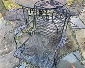 Wrought iron outdoor table and chairs