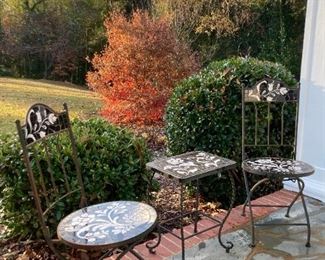 Metal and tile outdoor furniture