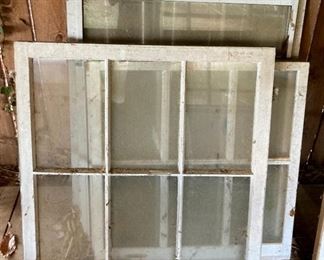 Vintage window frames and glass