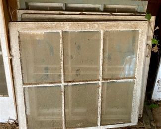 Vintage window frames and glass