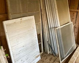 Vintage window frames and glass