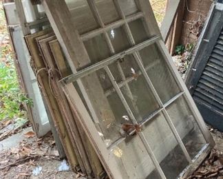 Vintage window frames and glass