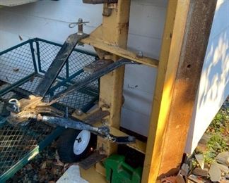 Large metal garden cart; tractor blade