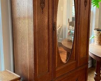 Antique carved oak wardrobe