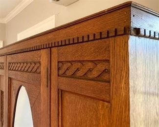 Antique carved oak wardrobe