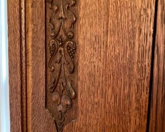 Antique carved oak wardrobe