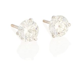 24
A Pair Of Diamond Stud Earrings
14k white gold
Set with two round full-cut diamonds totaling approximately 3.15cts in combined weight and graded G-H color and SI2 clarity
2.2 grams
2 pieces
Estimate: $6,000 - $8,000