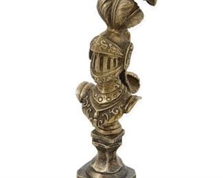 119
A Gilt Bronze Wax Seal
19th century, bronze
Intaglio cut crest seal
Figural bust of a knight
4.25" H
#7518
Estimate: $500 - $700