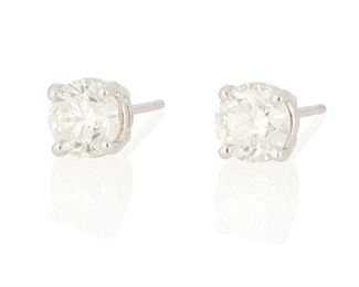 122
A Pair Of Diamond Stud Earrings
18k white gold; Backings stamped: 18k
Set with two round full-cut diamonds totaling 1.41cts. in combined weight and graded J-K color and SI1/SI2 clarity
2.5 grams
2 pieces
Estimate: $3,500 - $4,500