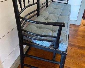 $1250. (F1) Three Seat Settee - William Morris & Co. (?) Ebonized Wood with rush seat. Sturdy and you can actually sit on! 