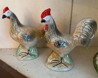 $15. Pair of Porcelain Roosters 