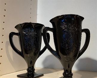 $15. Black Amethyst Double Handled Trophy Vase - 4 Available. 