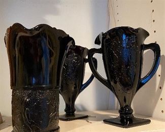 $15. Black Amethyst Double Handled Trophy Vase - 4 Available.  Single Vase $20. 