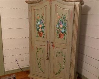 (F9) $150. Painted Armoire (currently used for a TV & storage but can also hang clothes) Measures 21" deep x 44" wide x 77" tall. 
