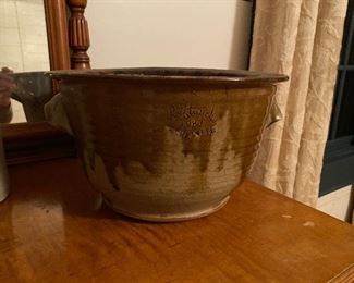 $75.  (P8) Leftwich Pottery 1983 Asheville - Batter Bowl. 12.5" round x 7.5" tall. 