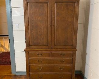 $300. (F12) Large 2 piece armoire. Colony Hall. Top has slide out drawers - bottom is 5 drawers that all slide easily. Tons of storage! Solid wood! Measures 79" tall assembled. 43" Top 35.5" Bottom. 43" wide x 22" deep. 