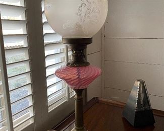 $50. Table Lamp with marble base and brass. 24" tall. 