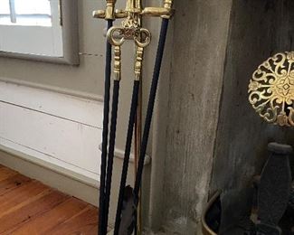 $250 (FP5) Fireplace tools Harvin Va Marked. Virginia Metal Crafters. 