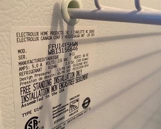 $150. Electrolux Garage Freezer 2011. Plugged in and frozen! 