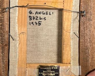 GUERINO ANGELI (b. 1926)  |  
Tabletop Still Life
showing an egg cup, pepper grinder, and funnel
Signed lower right
w. 5.5 x h. 7.25 in., stretcher
Signed numbered and dated on verso with gallery label - w. 9 x h. 10.5 in., frame