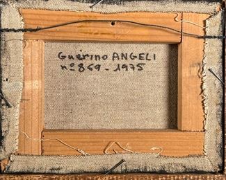 GUERINO ANGELI (b. 1926)  |  
Still Life With Books
Showing books, a pipe, a quill pen, and a clock
signed lower right
w. 7 x h. 5.5 in., stretcher
Signed numbered and dated on verso - w. 10.5 x h. 9 in., frame