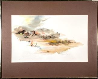JANE LANE-PRYOR WATERCOLOR  |  
East Coast
Watercolor on paper
with artist studio label on verso, pencil signed lower right - w. 28.25 x h. 22.5 in. (frame)