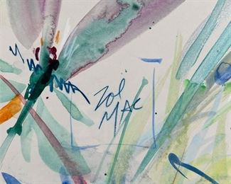 ZOE MAC FLORAL PAINTING  |  
Mixed media on paperboard Signed lower right With blindstamp 38 x 28 in. (Sight) - w. 54 x h. 44 in.