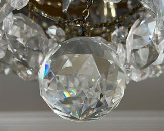 SCHONBEK "BARONET" CHANDELIER  |  
French Mid-Century modern Swarovski crystal drop chandelier having 7 rows of concentric crystal drops; total height from fixture; 42 in. - h. 24 x dia. 28 in. (chandelier)
