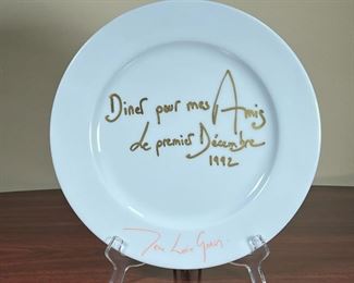 JEAN LOUIS GERIN PLATE  |  
Limoges for Jean Louis et Linda Gerin, hand signed inscription, dated 1992 - dia. 11.5 in.